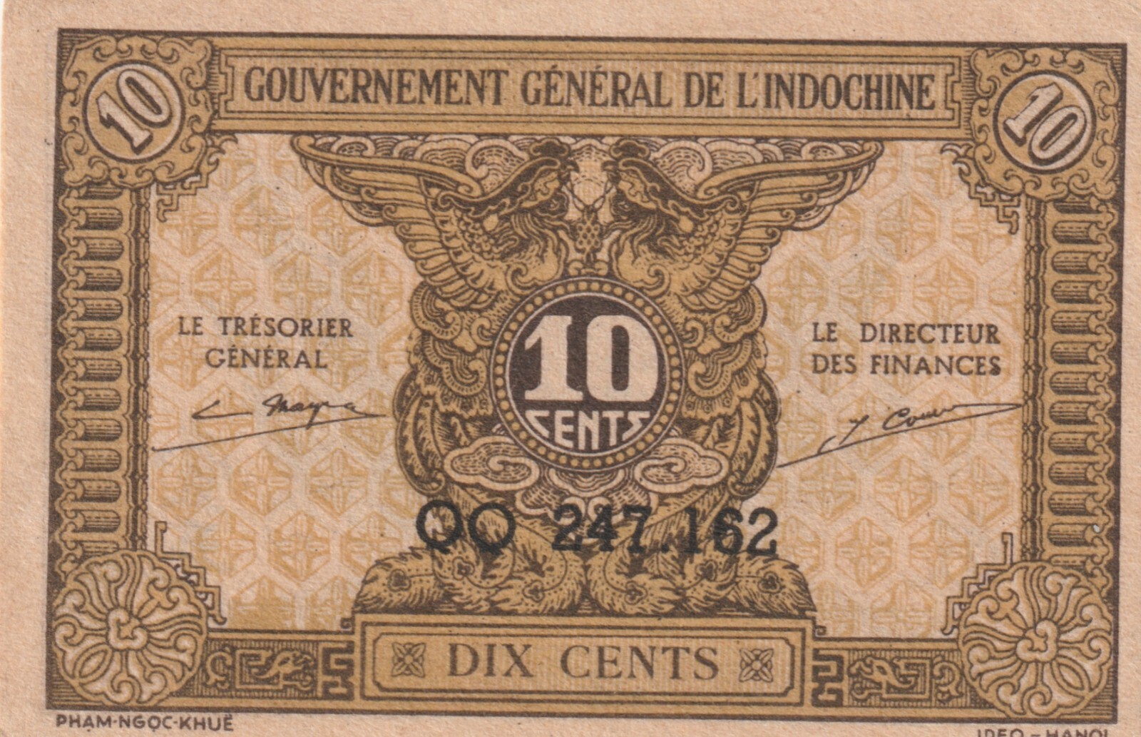 French Indochina 1942 10 Cents Uncirculated Banknote Pick 89a Bargain Bin