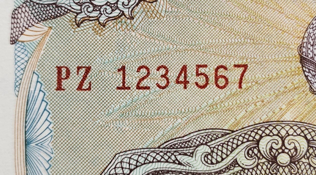 Viet Nam 1988 / 1,000 Dong Ascending Ladder Serial number 1234567 Gem UNC