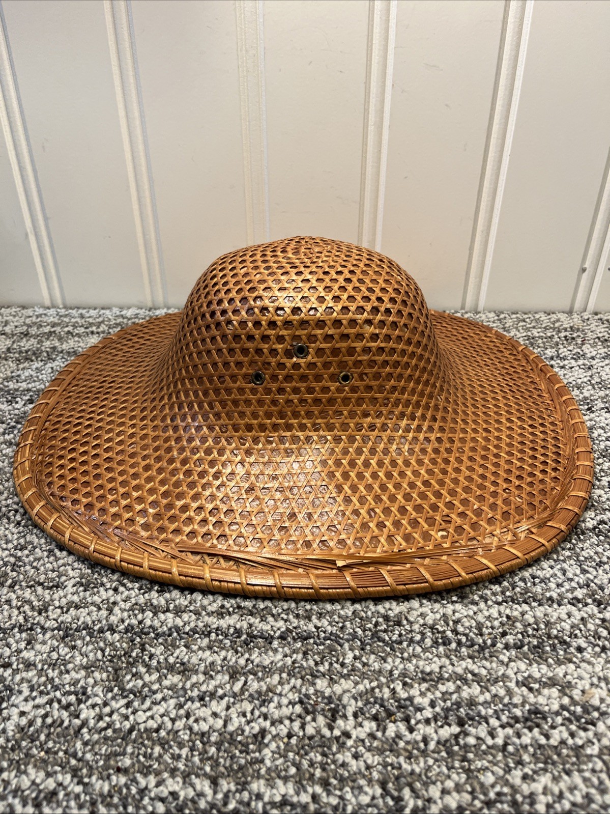 Vintage Old Chinese / Vietnam Woven Colonial Empire Hat Great Condition Decor