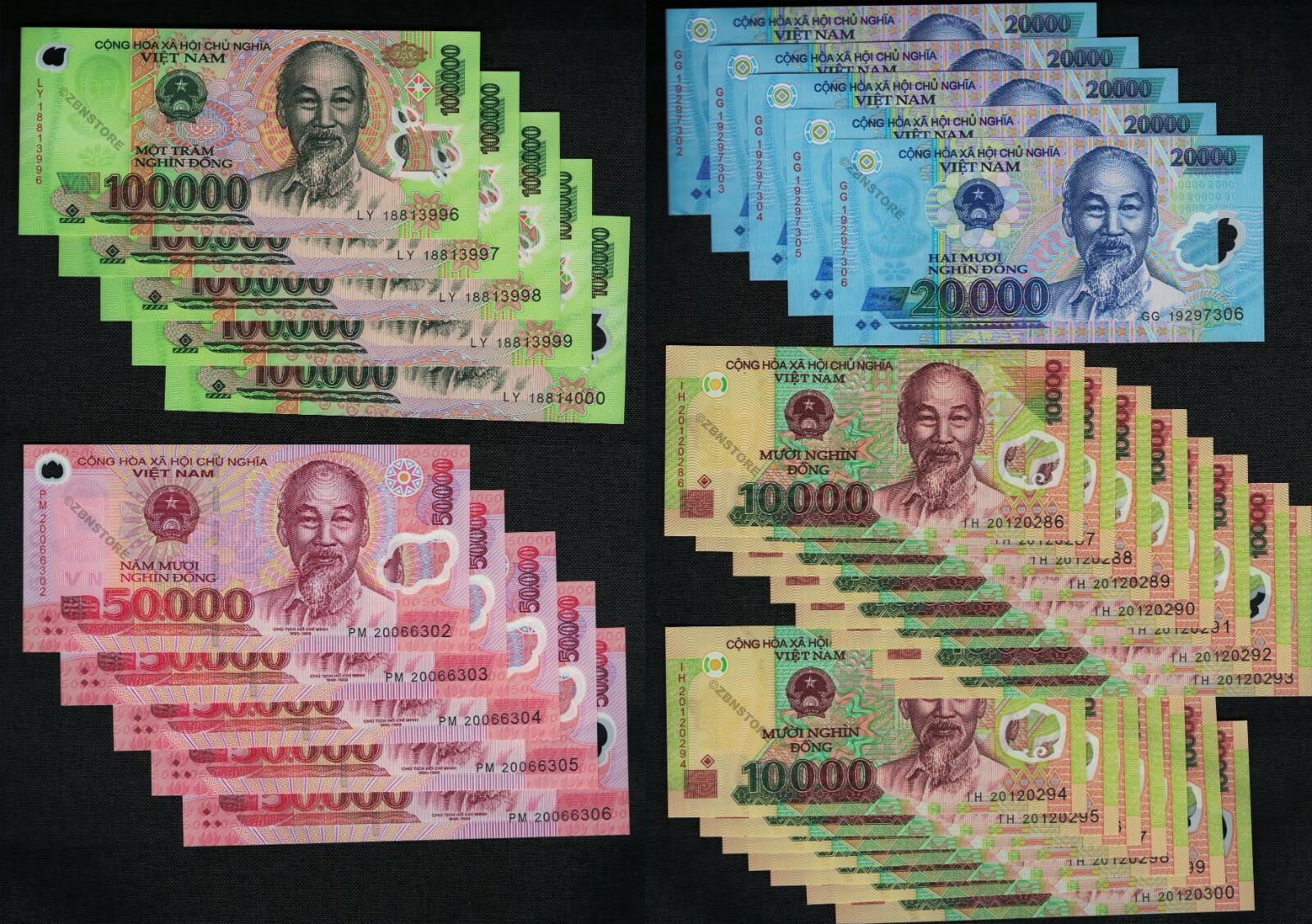 1 Million Vietnam Dong VND Total UNC 30 Uncirculated Banknotes + Certificate COA