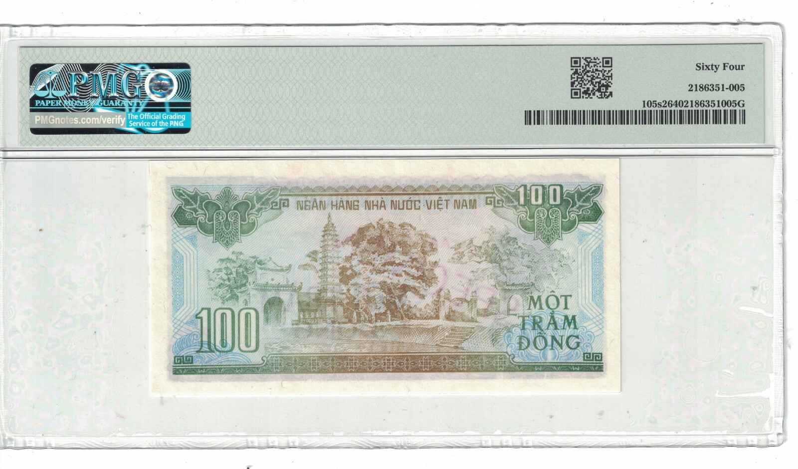VIETNAM – SPECIMEN 100 DONG 1991 PICK# 105s2 PMG: 64 UNC. #PL1997