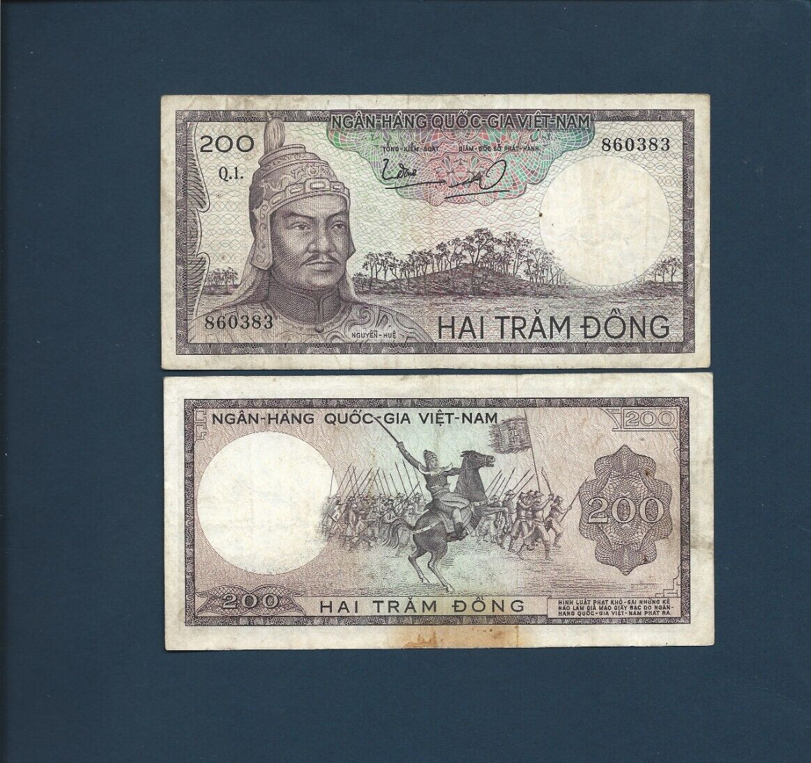 Vietnam SOUTH 200 DONG P-20a ND 1966 Vietnamese Demon’s Head RARE Currency NOTE