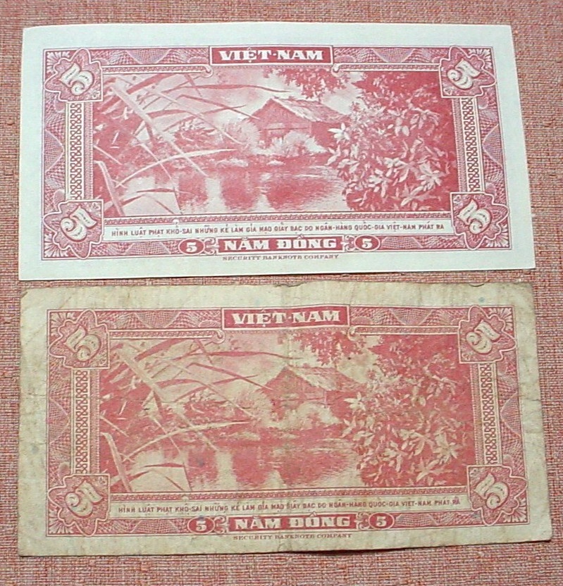 10 Viet-Nam 1950’s Bank Notes – 4 One Dong / 2 Two Dong / 2 Five & 2 Ten Dong