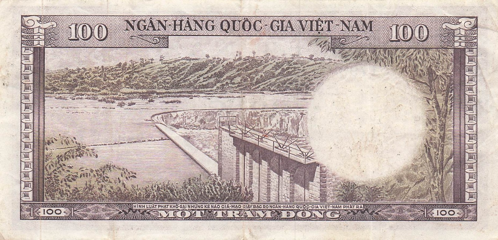 Viet Nam S. 100 Dong ND. 1966 P 18a Series M 5 Circulated Banknotes Z 5