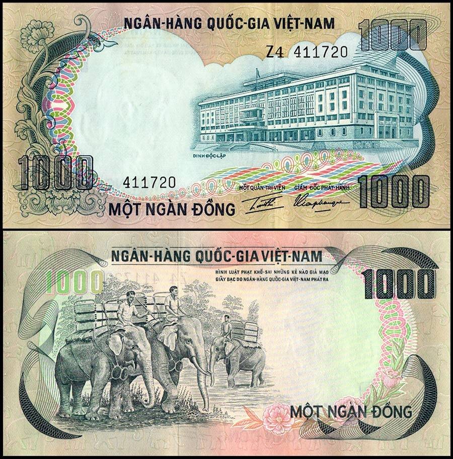 South Vietnam 1000 Dong, 1972 ND, P-34, UNC w/ Foxing X 10 PCS