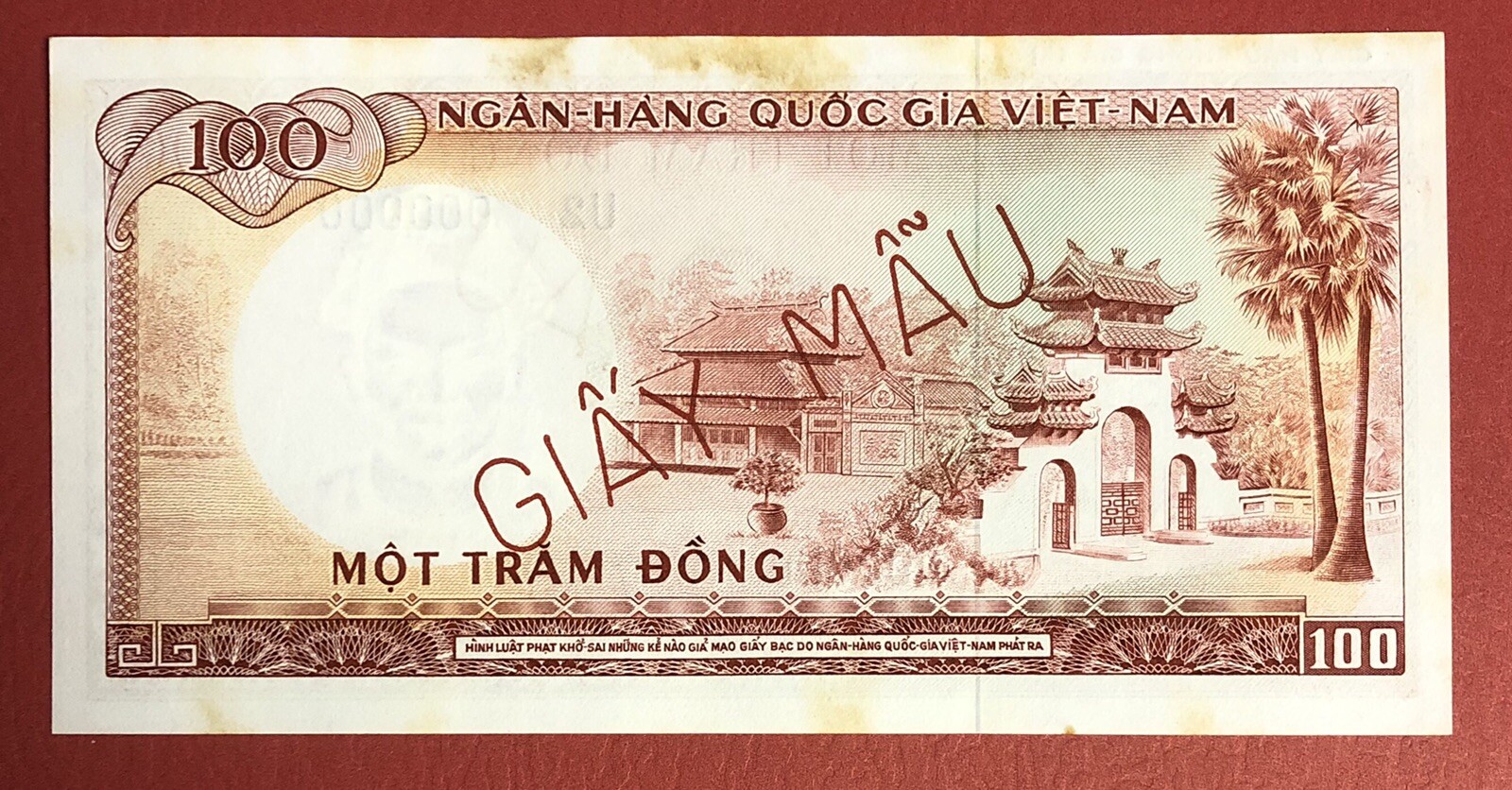 VIETNAM SOUTH – SPECIMEN 100 DONG 1966 PICK# 19s2 Choice UNC. (#254)