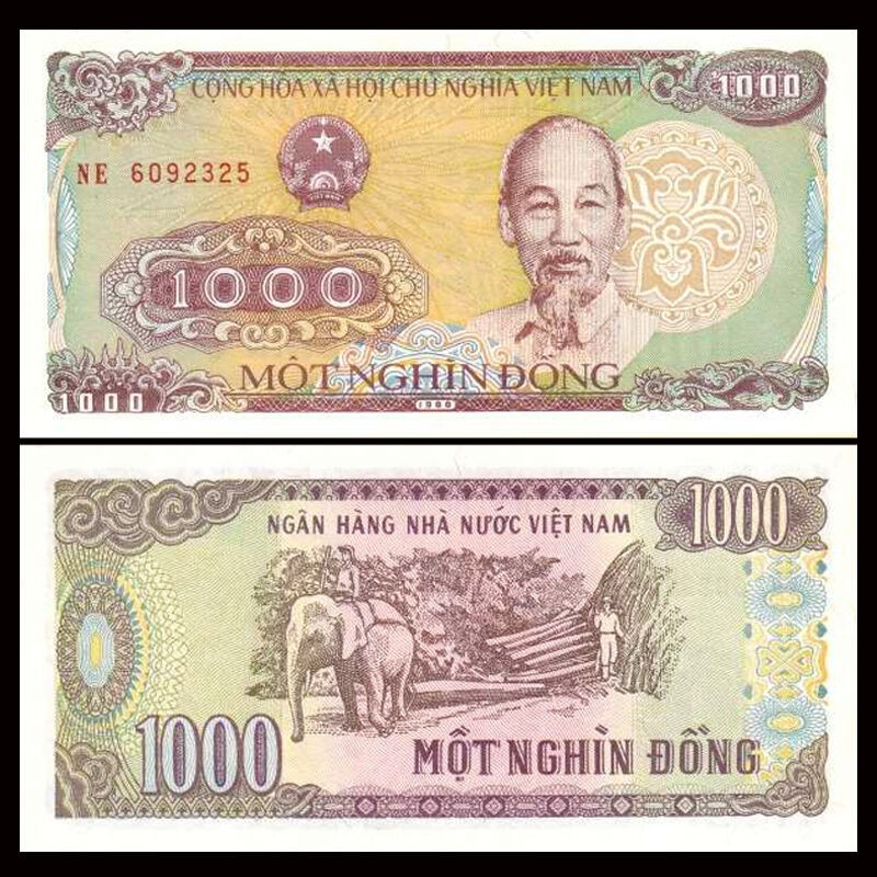 Set of 5 Vietnam Old Paper Banknotes 200 500 1000 2000 5000 Dong Uncirculated