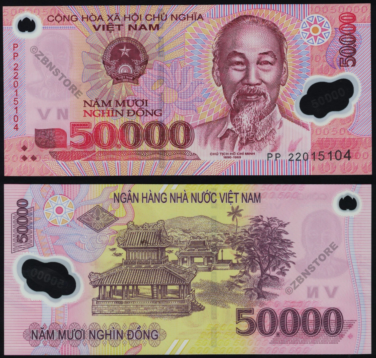 10 Trillion Dollars Zimbabwe 2008, 50000 Vietnam Dong, 500 Iraq Dinars 2018 UNC