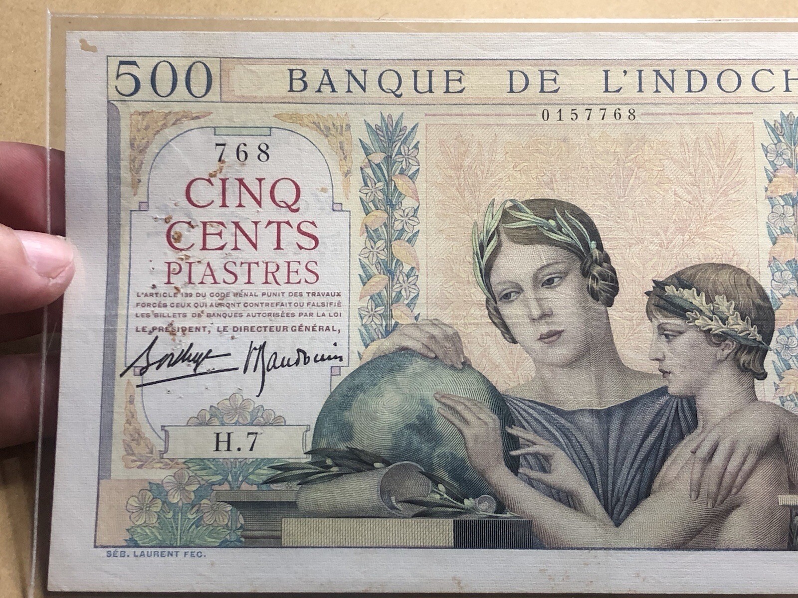 500 Piastre Pick#57 1939 France Indochine Banknote Vintage Rare_LDP Shop.