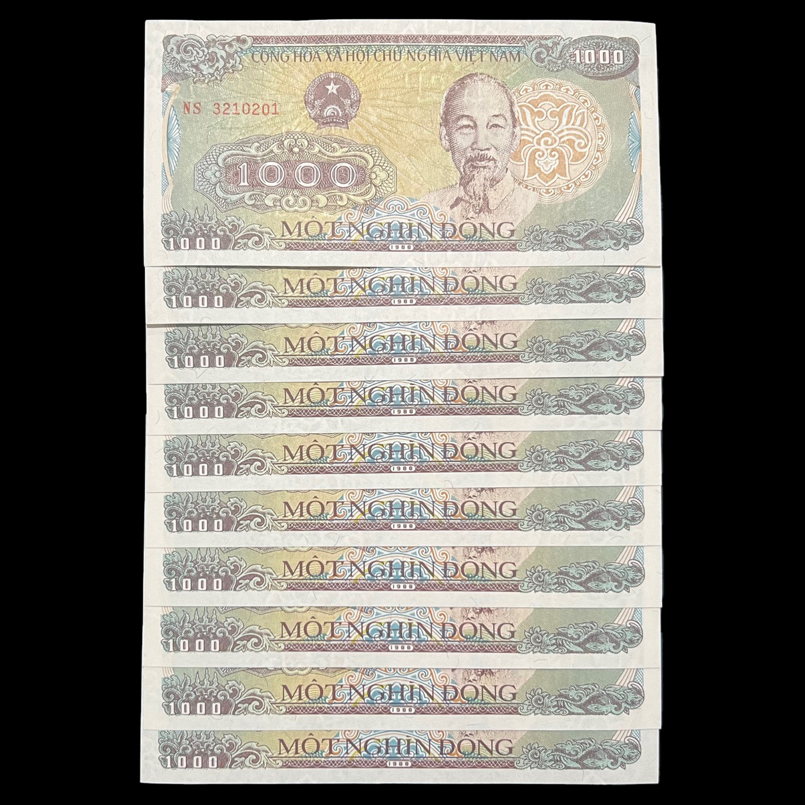10x Vietnam 1000 Dong Banknote World Paper Money 1988 UNC Currency Vietnamese