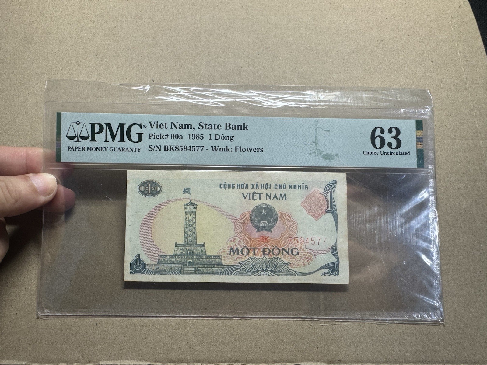 Error Banknotes As Made Wrinkle 1 Đồng 1985 PMG-63 Rare_LDP.