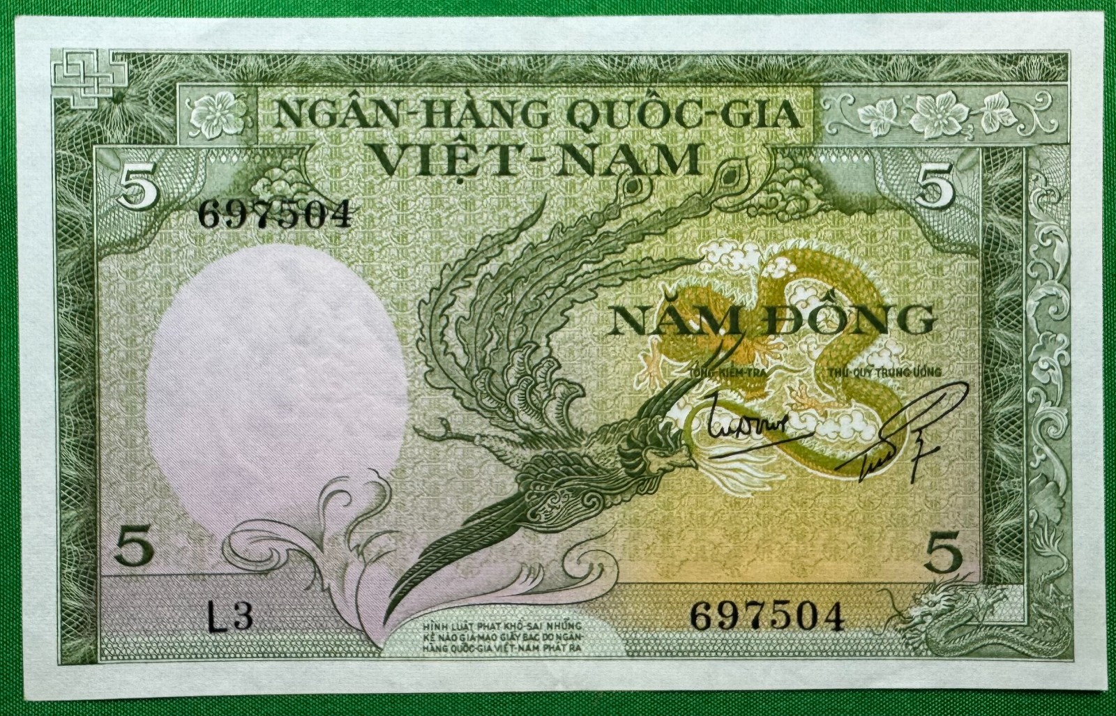 VIETNAM 5 DONG BANKNOTE 1955 CURRENCY PAPER MONEY L3.697504