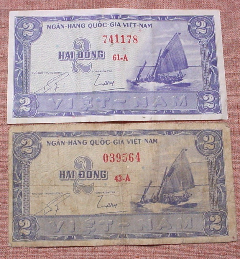 10 Viet-Nam 1950’s Bank Notes – 4 One Dong / 2 Two Dong / 2 Five & 2 Ten Dong