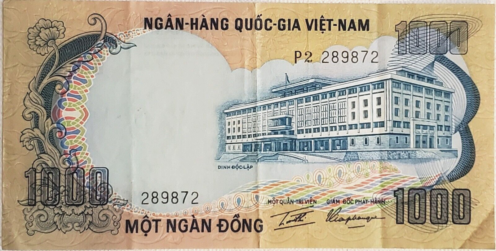 SOUTH VIETNAM 1000 DONG BANKNOTE ND 1972 ~ PICK #34