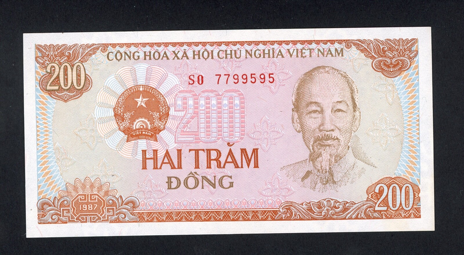 VIET NAM 200 DONG 1987 SO PICK # 100 UNC.
