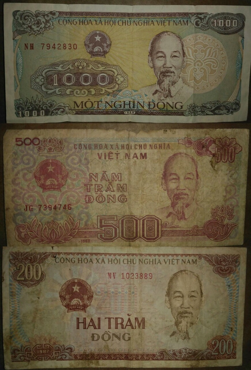 500 Dong (1987)& 2000 Dong & 1000 Dong (1988) 🇻🇳Vietnam Banknotes Paper Money