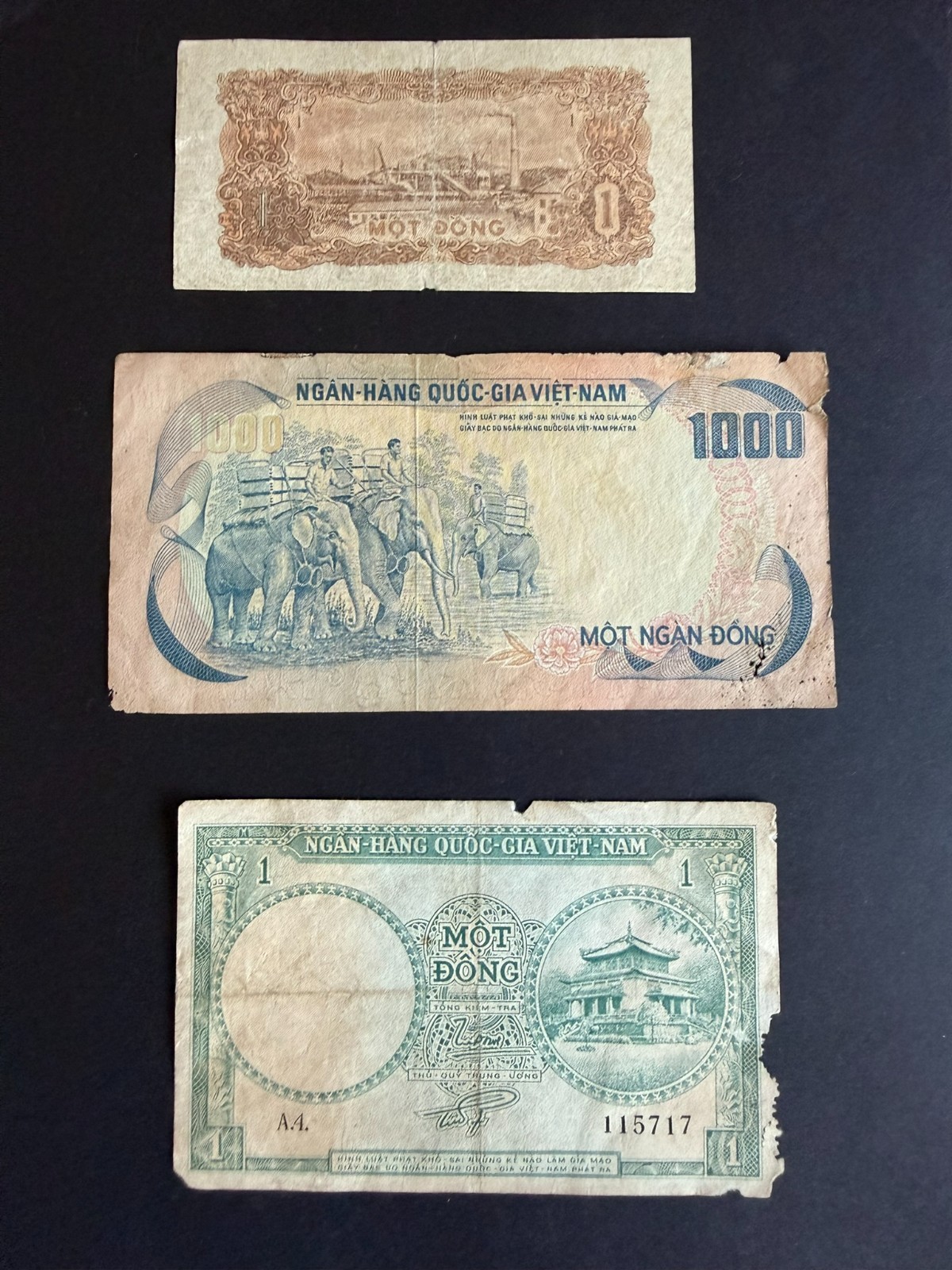 Old Vietnam Banknotes Bundle Lot (6 Notes) Circulated Significant Wear