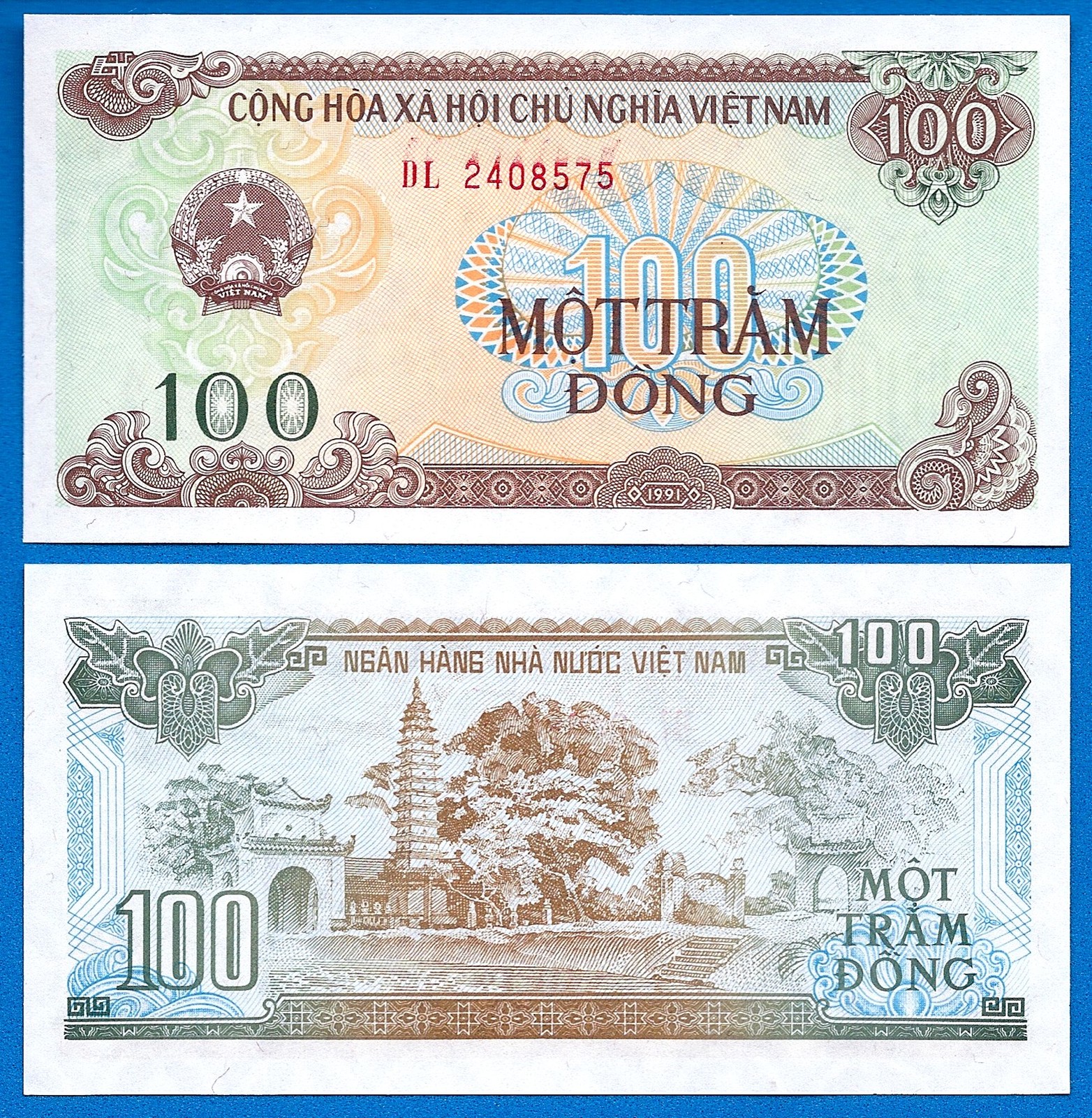 Viet Nam P-105 100 Dong Year 1992 Uncirculated Banknote