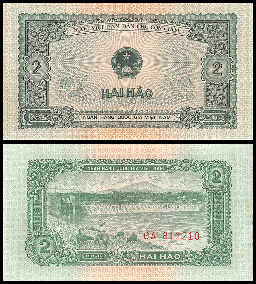 Vietnam 2 Hao, 1958, P-69a, UNC