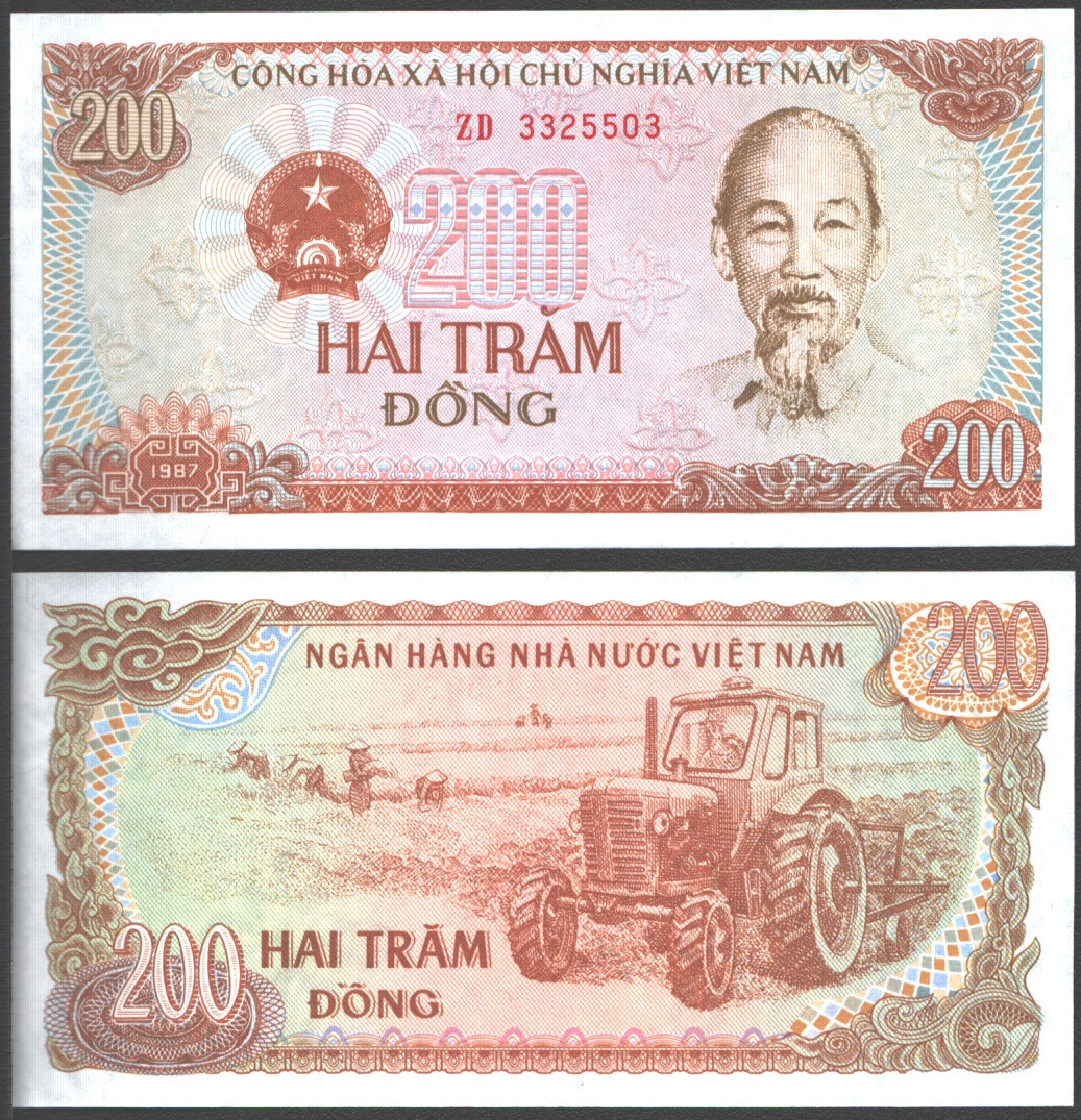 VIETNAM SOCIALIST 200 DONG 1987 UNC PREFIX ZD,HO CHI MINH (1890-1969),FIELD WORK