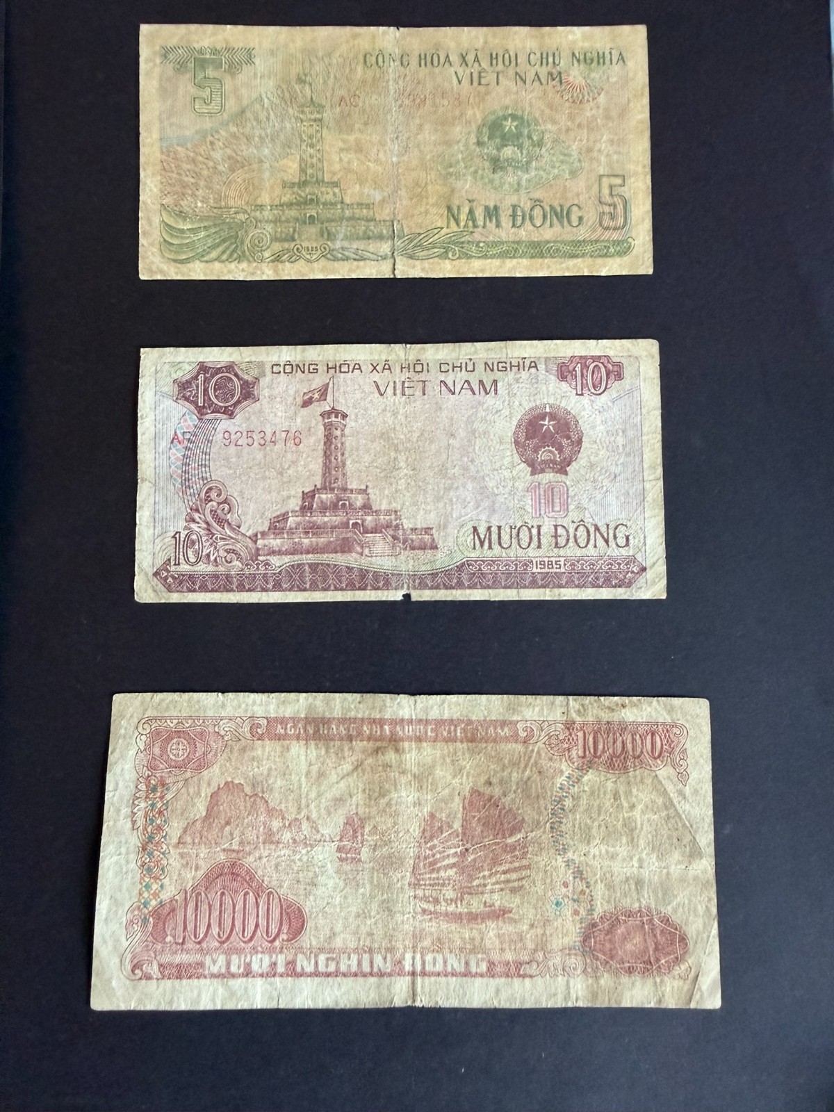 Old Vietnam Banknotes Bundle Lot (6 Notes) Circulated Significant Wear
