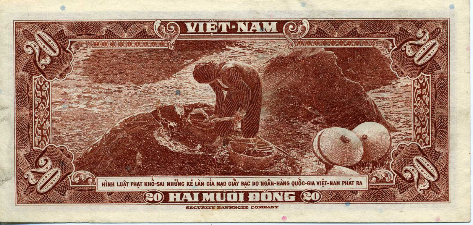 South VIETNAM 20 dong (1962) P.#6 Au-UNC
