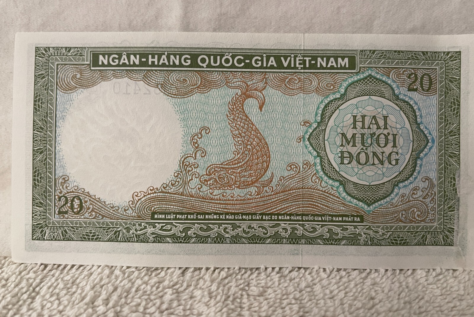 20 PIASTRES BANK NOTE 1964 FROM SOUTH VIETNAM SERIE A7