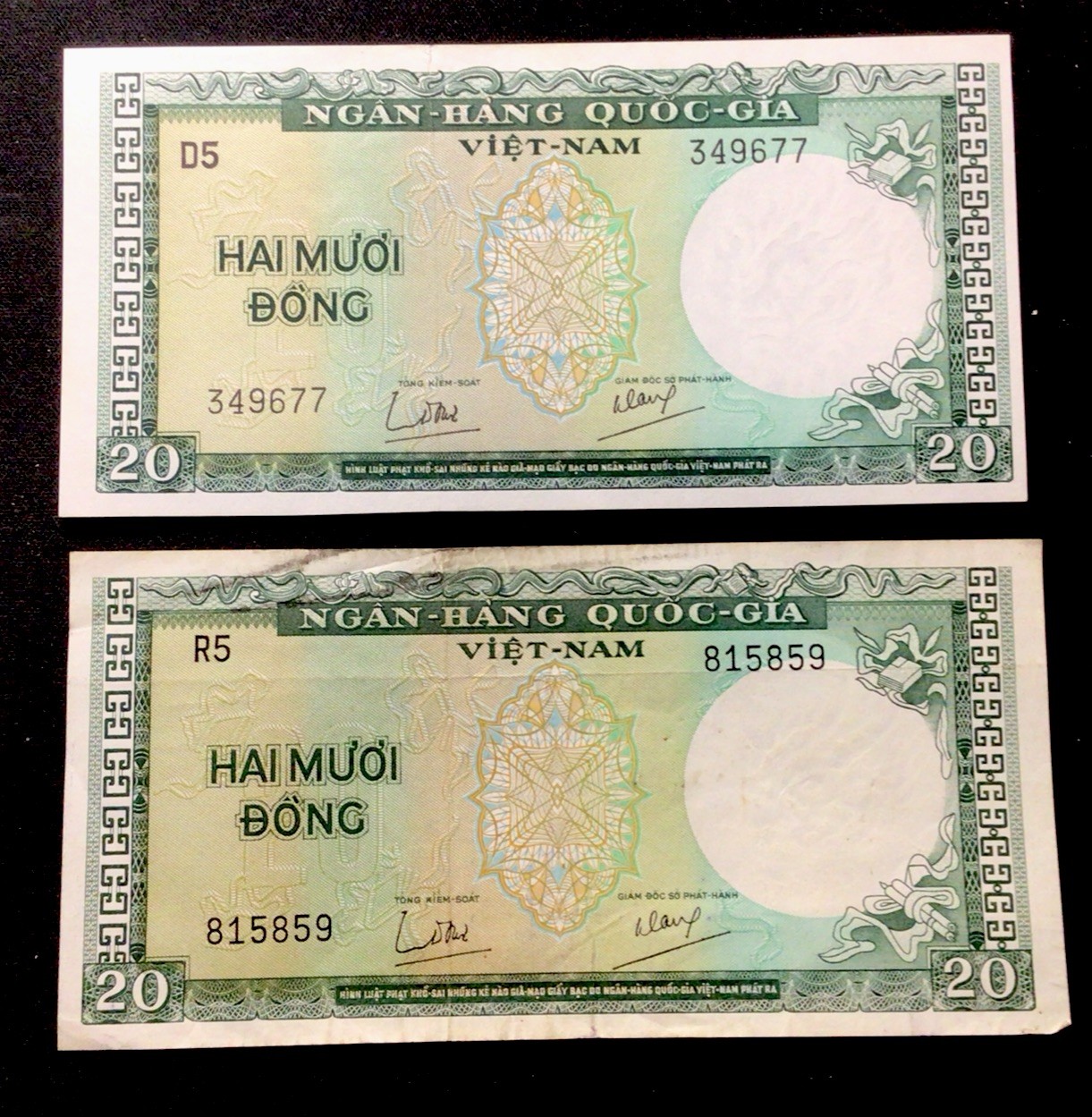 Lot Of (6) South Vietnam 20 Dong Banknotes 1964 Series! ENN Coins