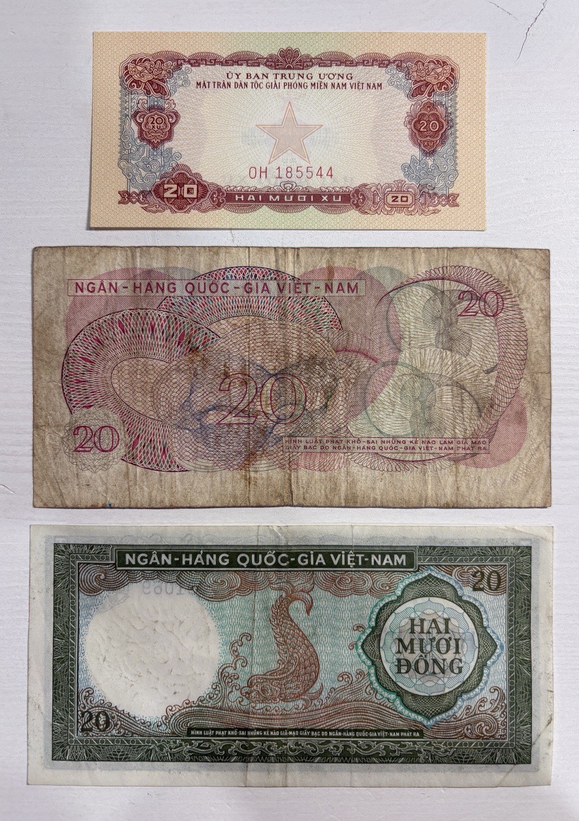 Vietnam Banknotes (LOT OF 3) 20 Xu & 20 Đồng (Star Note)