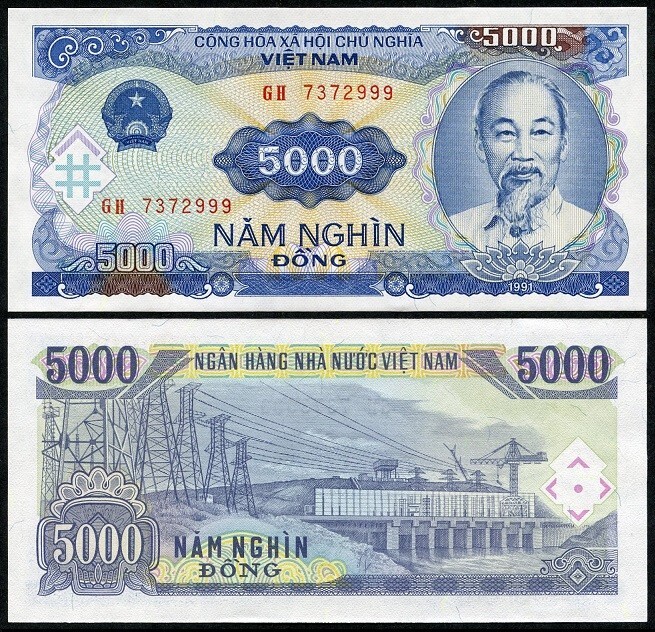 Vietnam – 5000 Dong 1991 UNC P. 108 Lemberg-Zp