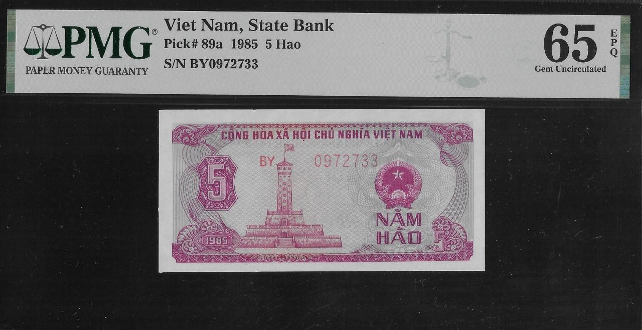 Vietnam P-89a 5 Hao 1985 PMG 65 EPQ