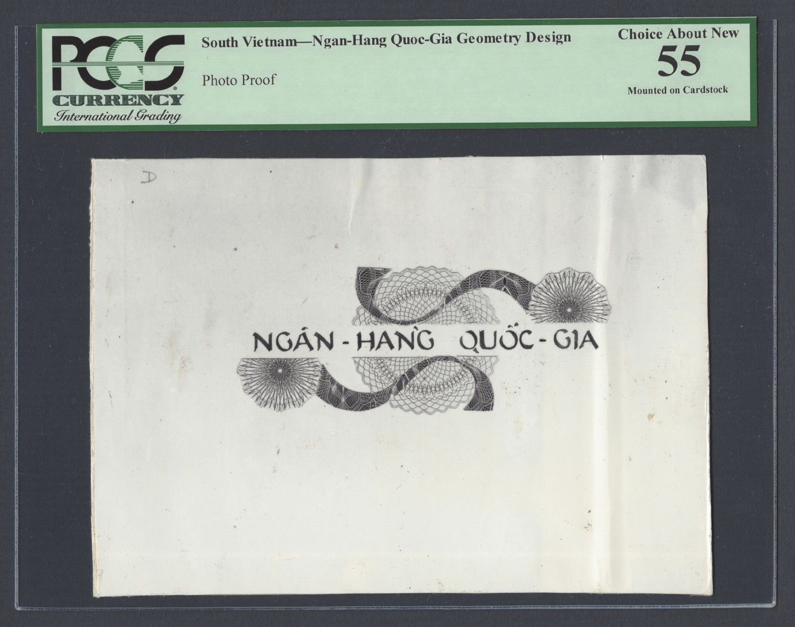 South Vietnam -Ngan-Hang Quoc-Gia Viet-Nam Photograph Proof About Uncirculated