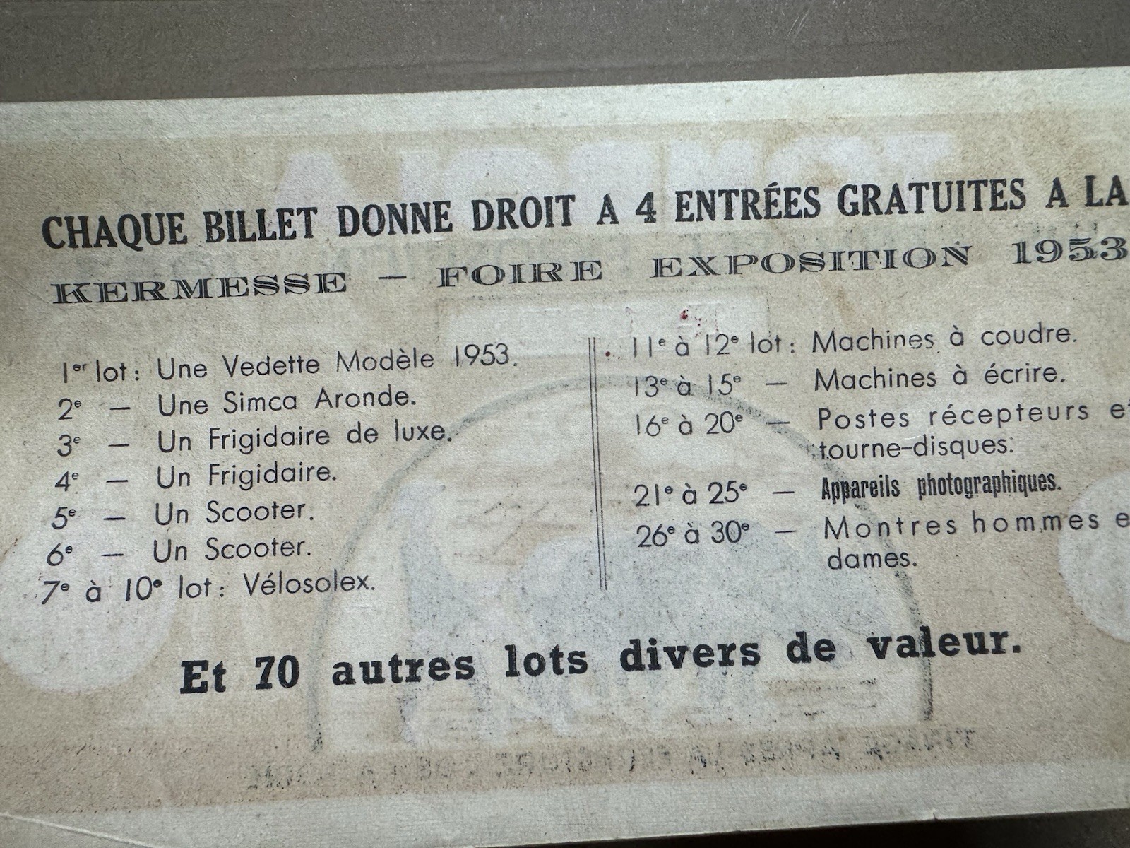 Lottery Tombola Indochine 10 Piastres 1953 Original Vintage Very Rare_LDP Shop.