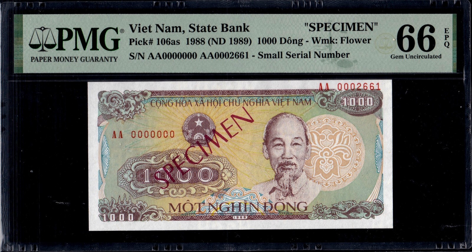 Vietnam 1000 Dong 1988 P106as PMG66