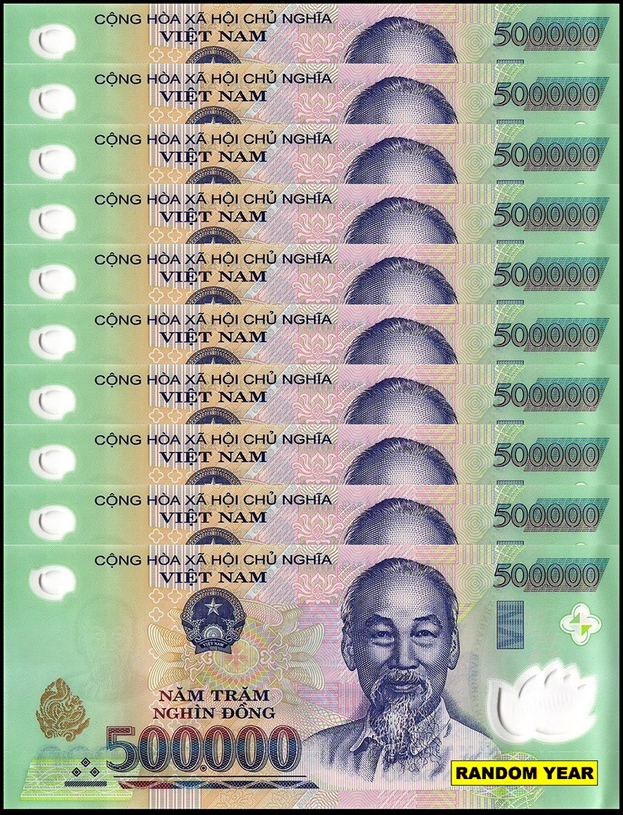 FIVE MILLION VIET NAM DONG – 10 x 500000 VND – Authentic Vietnam Money
