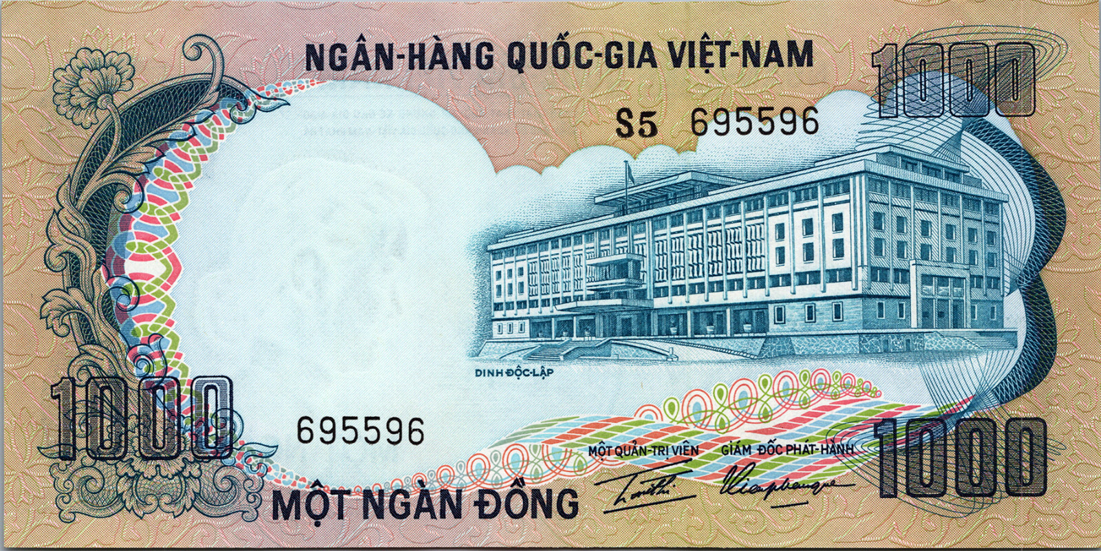South Vietnam 1000 Dong, 1972, RADAR 695596 AU-UNC, P-34