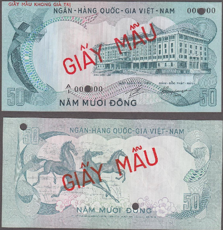 Vietnam South 50 Dong Specimen Banknote P-30s ND (1972) AUNC