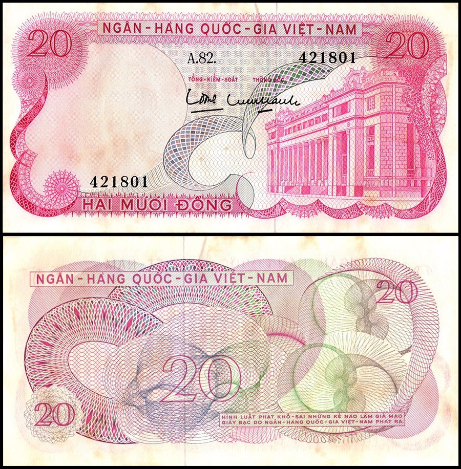South Vietnam 20 Dong, 1969 ND, P-24, UNC, w/ Stains X 10 PCS