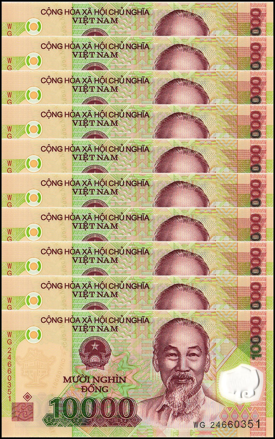 Vietnam 10000 Dong, 2024, P-119p, UNC Polymer X 10 PCS