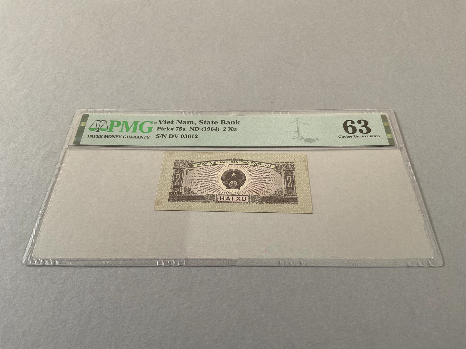 Vietnam 2 Xu P-75a ND(1964) PMG 63 *Stains*