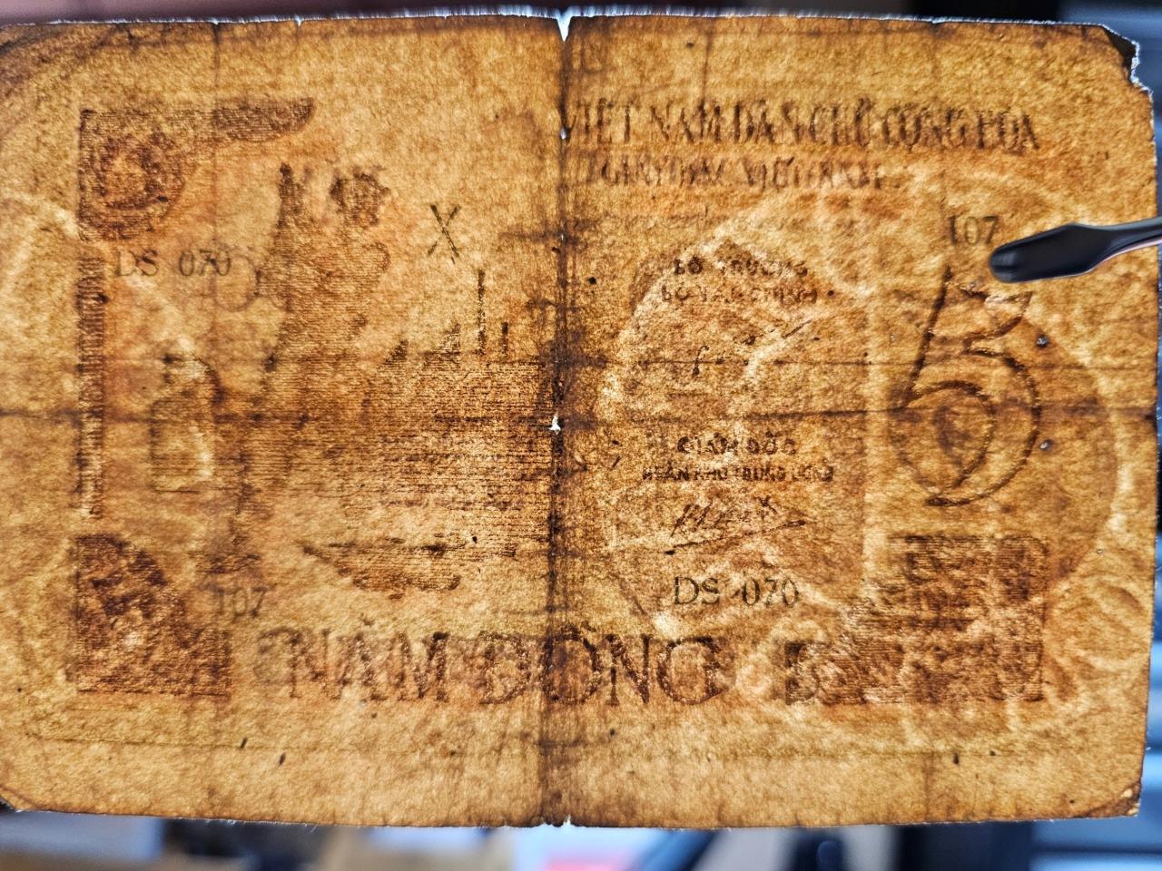 Vietnam 5 Dong 1946 Wmk Oval