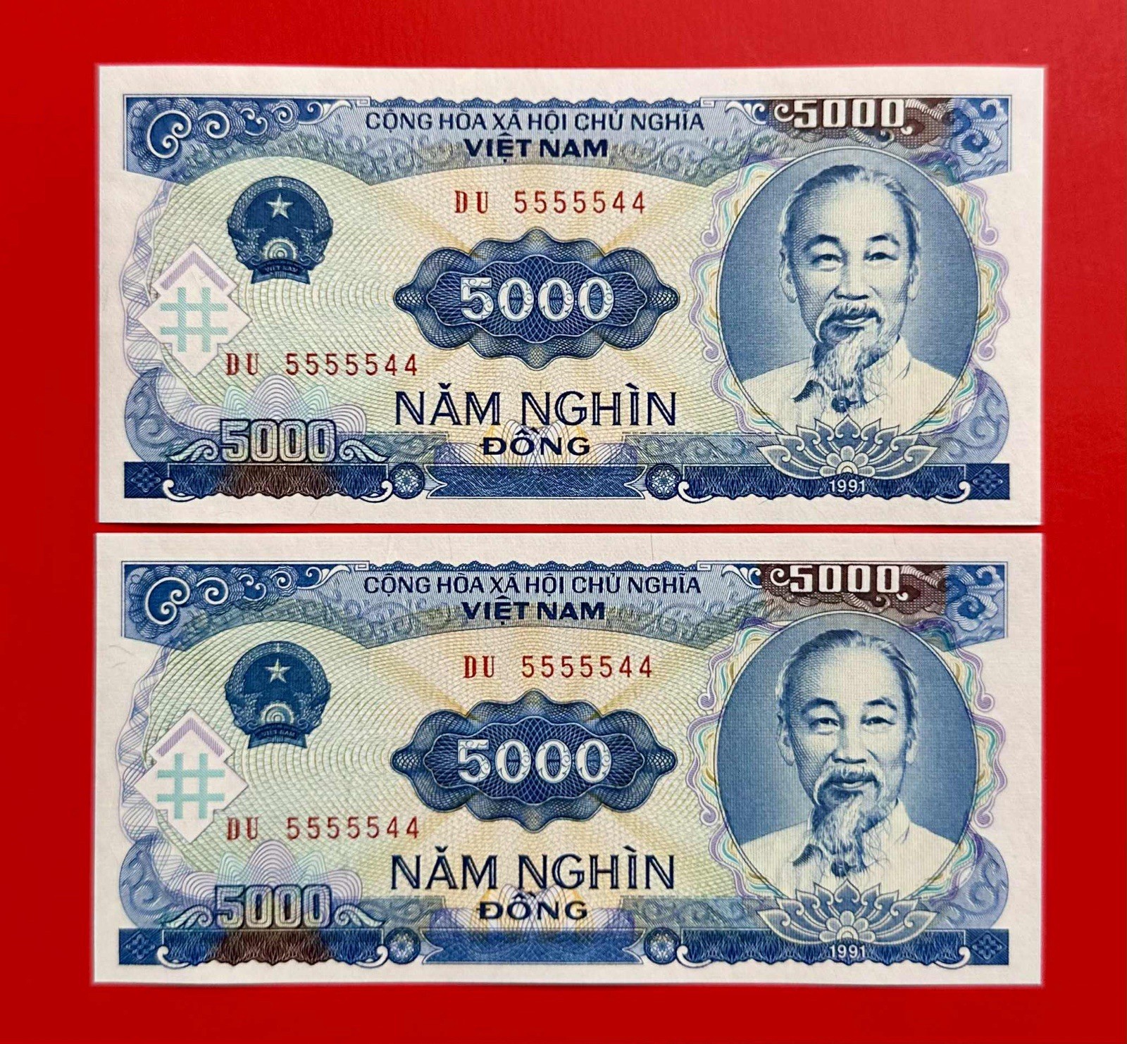 Duplicate Binary Serie Number Error 5000 Dong 1991 Gem UNC Rare_LDP Shop.
