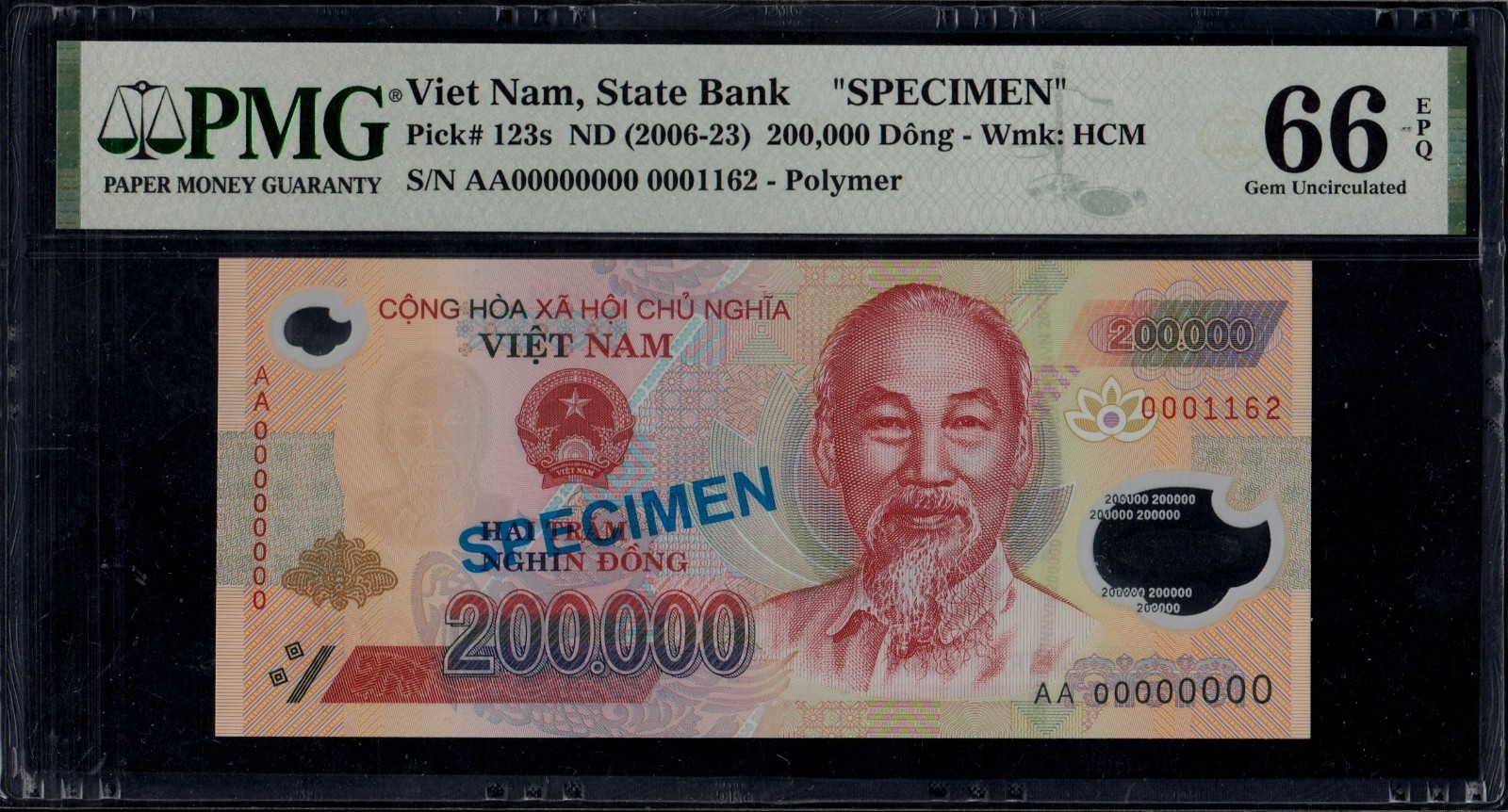 Vietnam 200,000 Dong 2006 Specimen P123s PMG 66