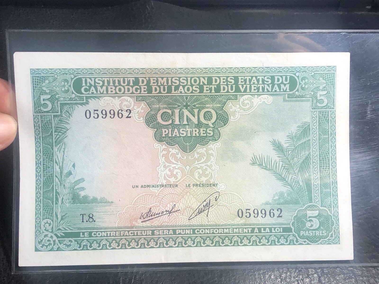 5 Piastres Indochine Laos 1953 Original Vintage Rare_LDP Shop.