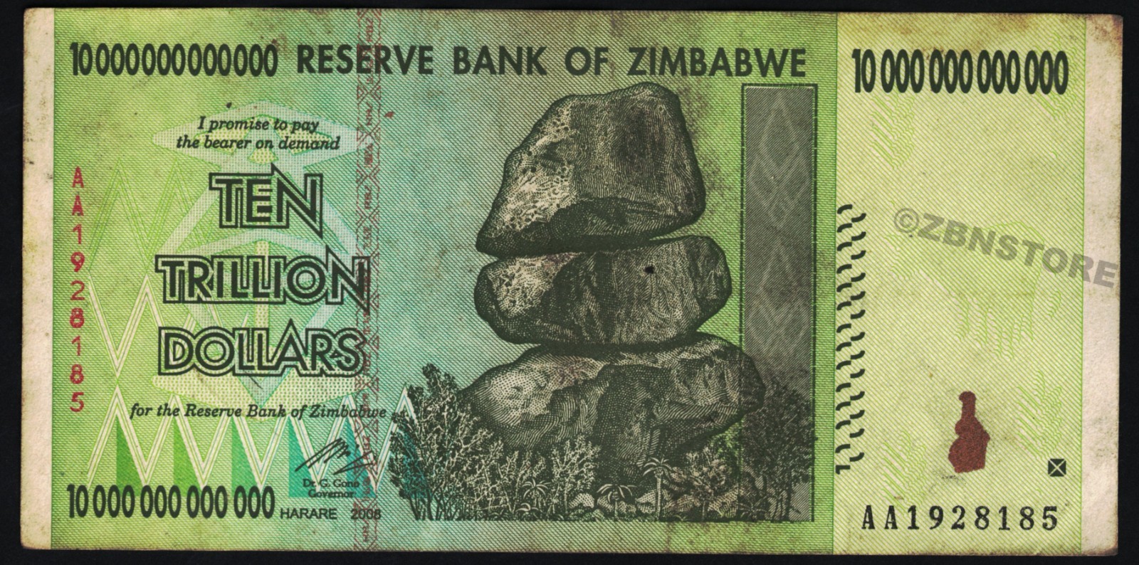 10 Trillion Zimbabwe Dollars AA 2008 + 10 x 10,000 Vietnam Dong Authentic w/ COA
