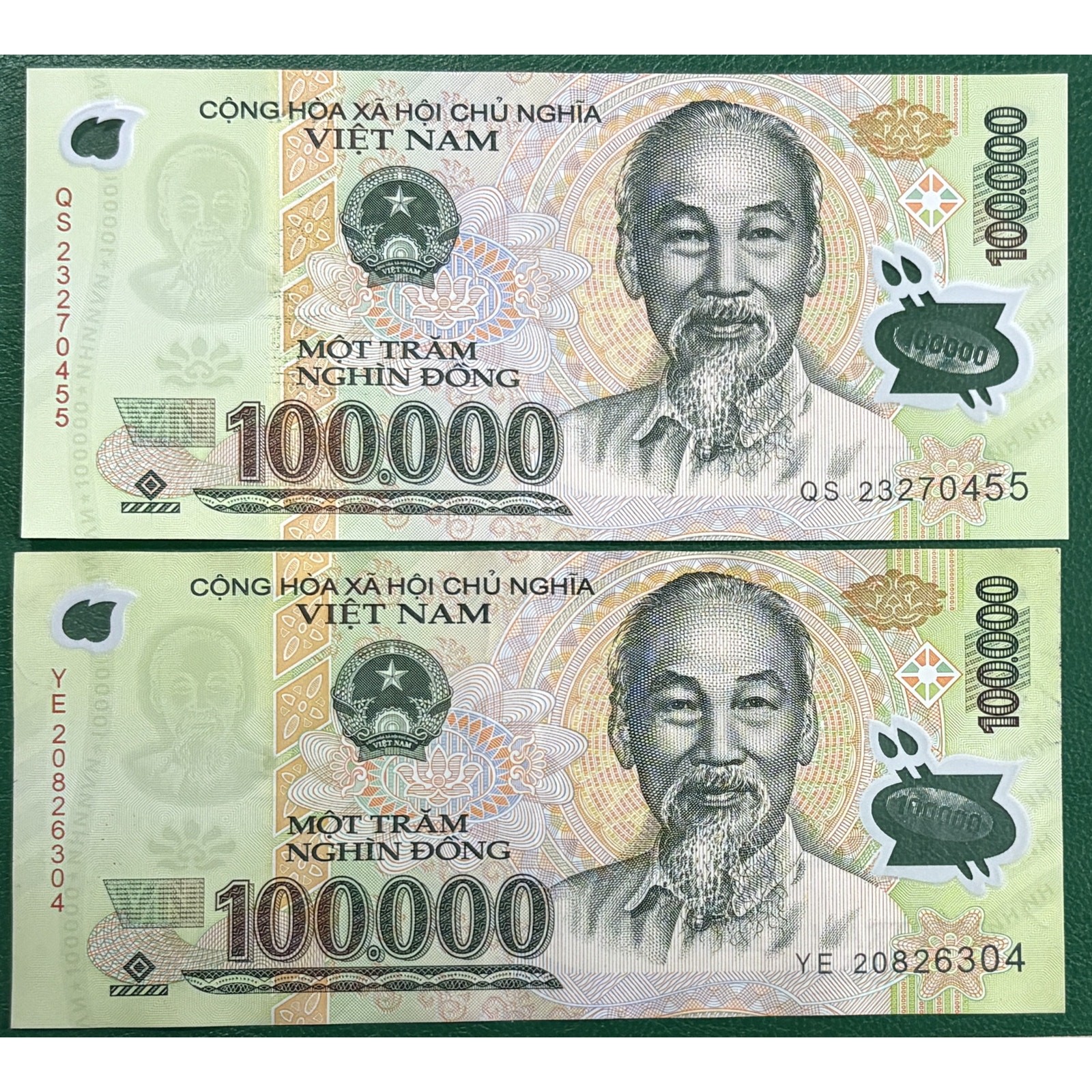 2 x 100,000 Vietnam Dong 100K VND Polymer Banknote Genuine 2 x 100000 – 200,000