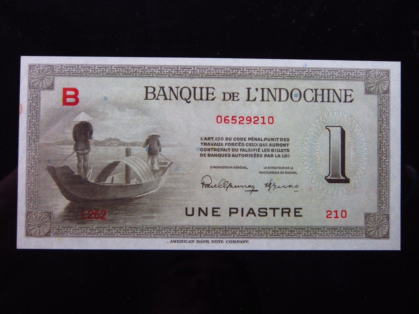 French Indochina 1 Piastre ND 1945-1951 h9210 P76 Vietnam Cambodia Laos