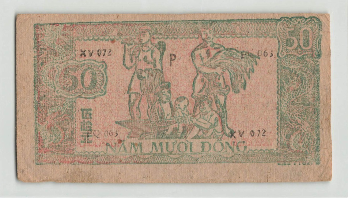 VIETNAM 50 Dong 1948, P-27b, wmk: Star in Circle, XV072 PQ065, Circ w/ Rust. E4