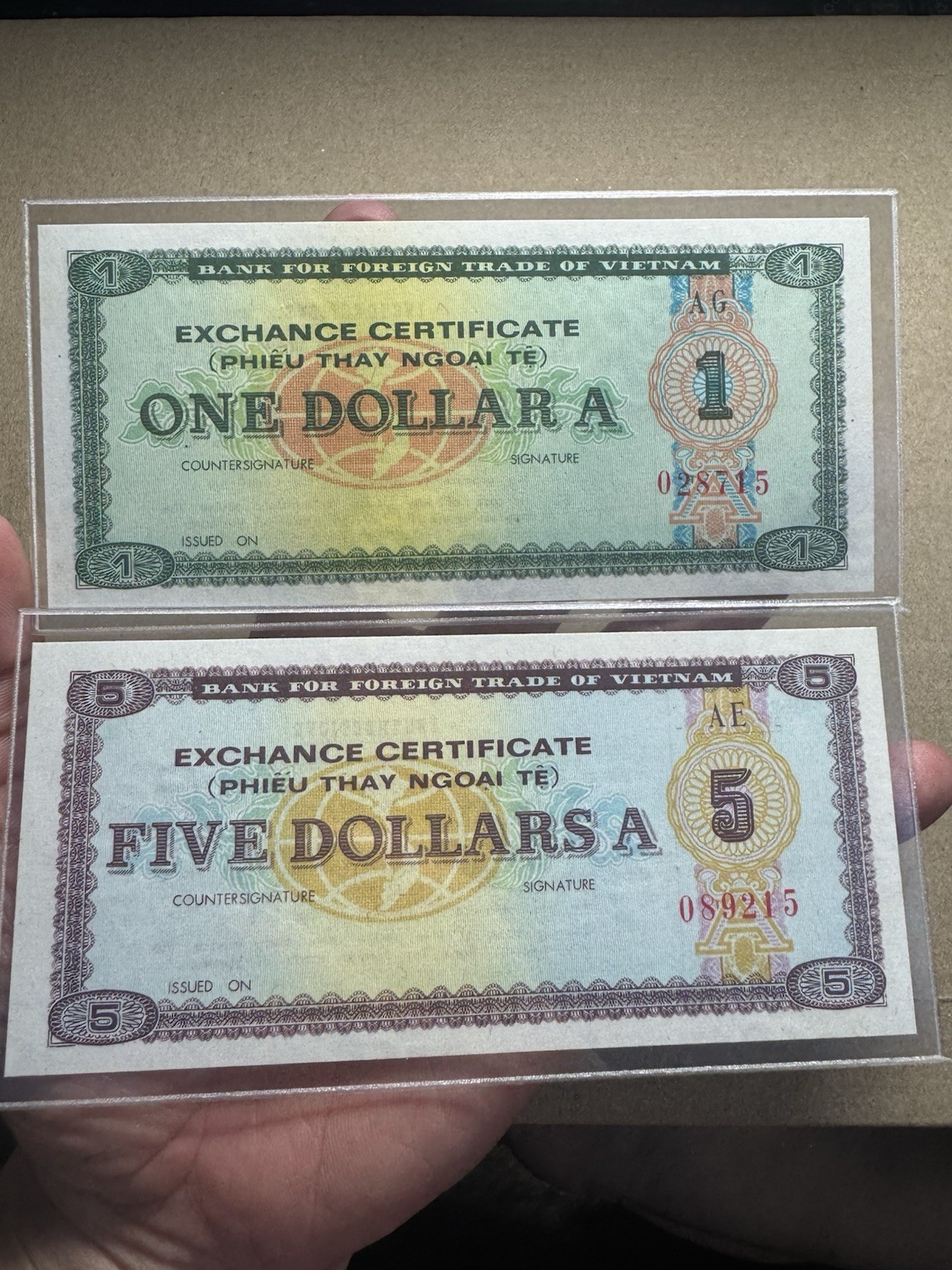 1 Dollar and 5 Dollar Viet Nam 1981-1984 Gem UNC_LDP.