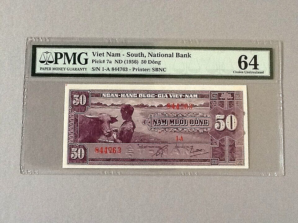 South Vietnam 50 Dong P-7a ND(1956) PMG 64 *Staple Holes*